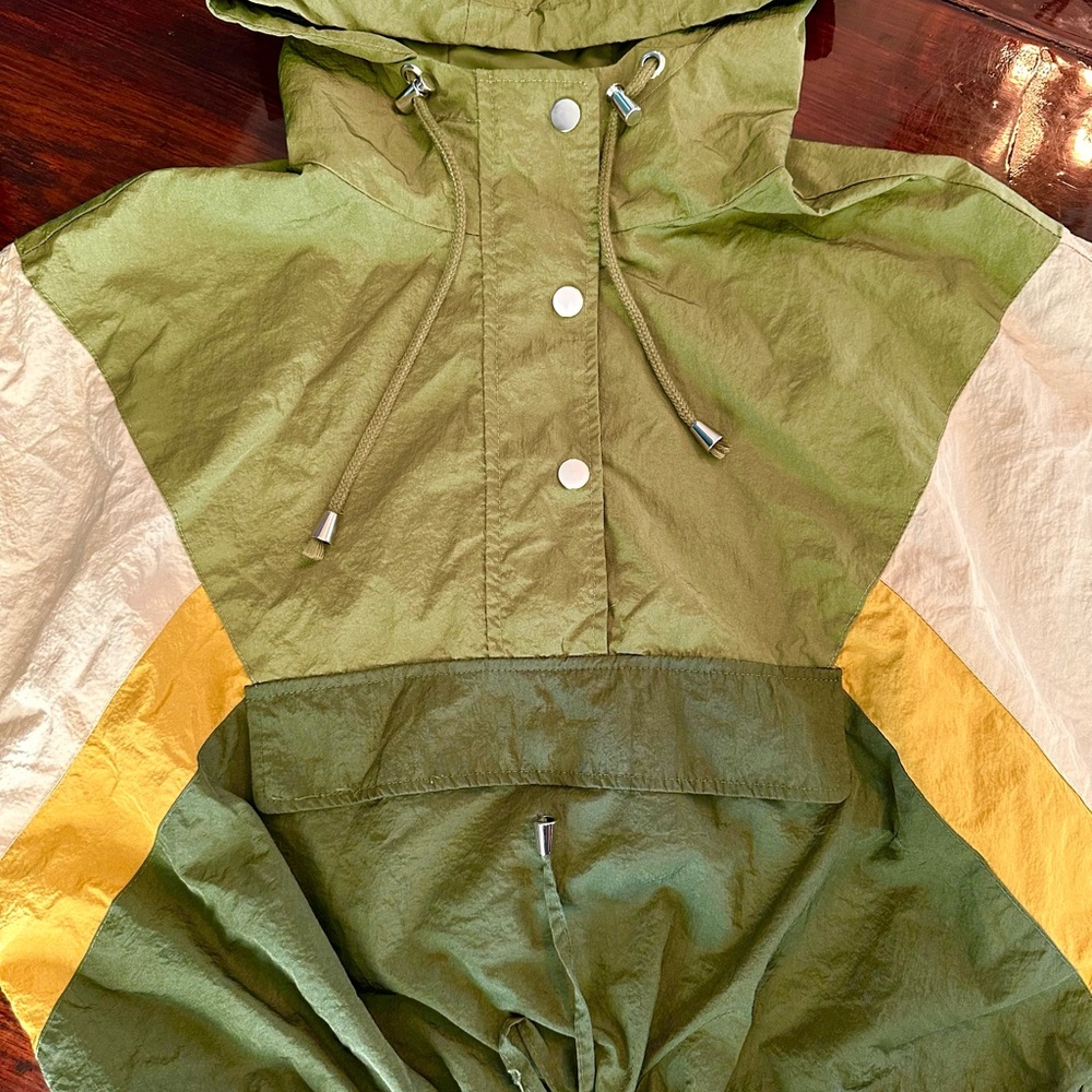 Ci Sono Los Angeles Cropped Windbreaker Hooded Rain Jacket Size Large